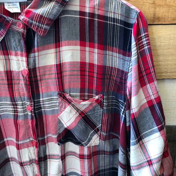 Oh! Mamma Plaid Button Down Shirt SZ L - Picture 9 of 9
